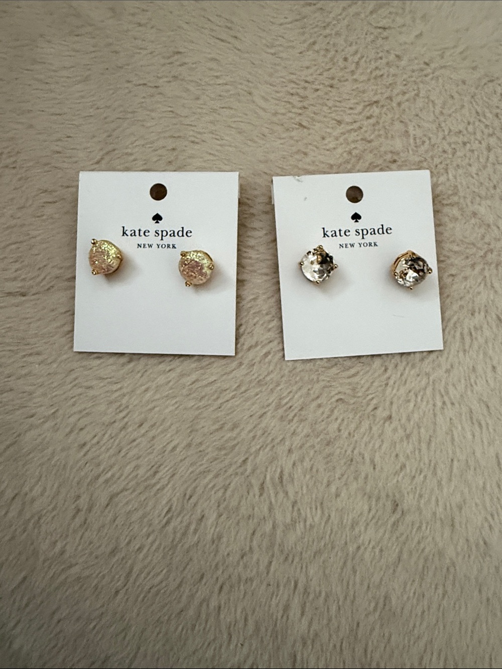 kate spade gold-tone clear crystal and gold glitter earrings - 2 pack